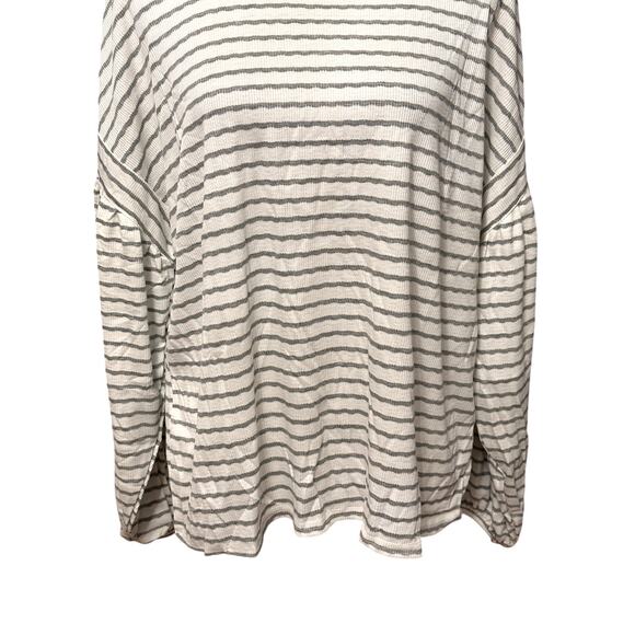 Weatherproof Vintage Top Striped Long Sleeve Relaxed Fit Ribbed Gray/Cream M NWT - Picture 3 of 9